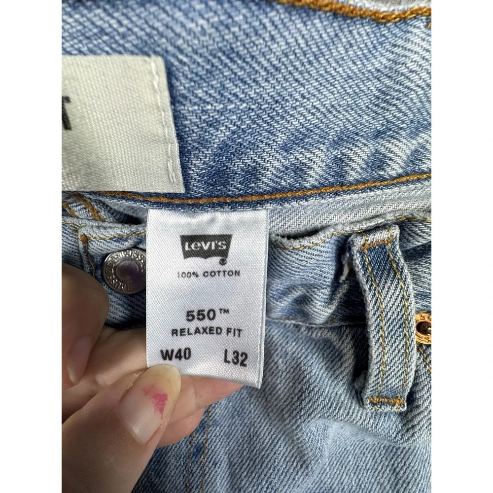 Levis 550 Relaxed Fit Blue Denim Jeans Mens 40 x 32 Straight Leg Mid Rise